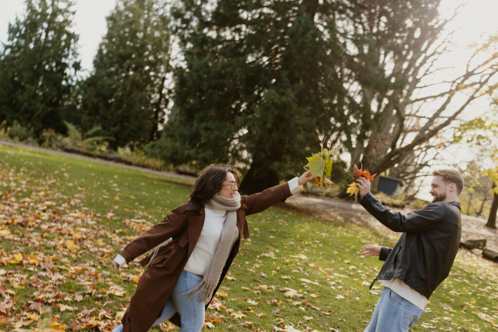 Fall engagement photos in Portland Oregon at Irving Park